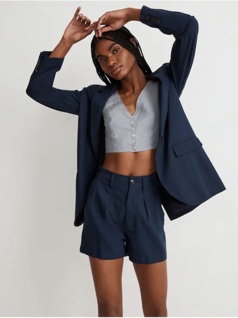 NWT Madewell Neale Navy Blue High-Rise Tailored Shorts - Size 0